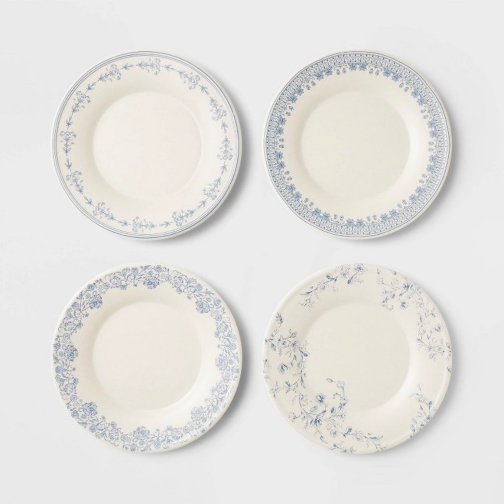 Threshold Studio McGee 4pc 8.5” Melamine Mixed Floral Pattern Salad Plate Set